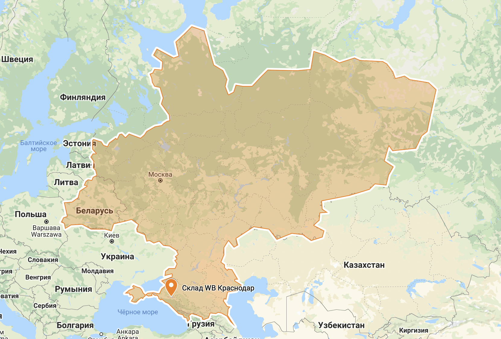 Карта зоны покрытия вайлдберриз